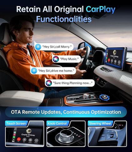 محول Carplay لاسلكي، CarPlay سلكي إلى لاسلكي، تصميم USB صغير لتشغيل السيارة وAndroid Auto، ترقية 2025 سهل الاستخدام، اتصال سريع ومستقر لهاتف iPhone (رمادي) in Kuwait