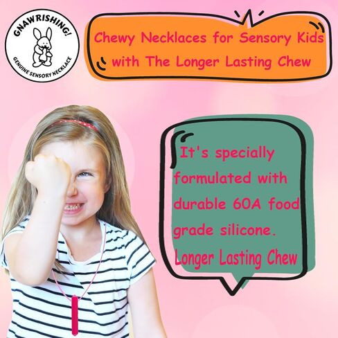 Sensory Chew Necklace by GNAWRISHING, 8 Pack Diamond Chew Necklaces for Sensory Kids, Made from Food Grade Silicone for for Autistic, ADHD, Oral Motor Boys and Girls Children (Rainbow Color) in Kuwait