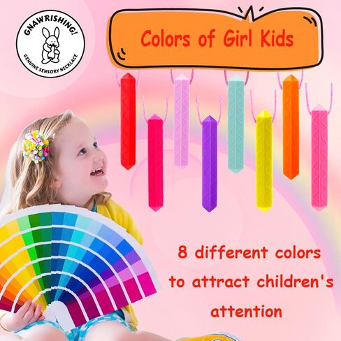 Sensory Chew Necklace by GNAWRISHING, 8 Pack Diamond Chew Necklaces for Sensory Kids, Made from Food Grade Silicone for for Autistic, ADHD, Oral Motor Boys and Girls Children (Rainbow Color) in Kuwait