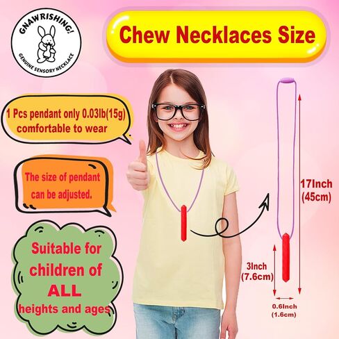 Sensory Chew Necklace by GNAWRISHING, 8 Pack Diamond Chew Necklaces for Sensory Kids, Made from Food Grade Silicone for for Autistic, ADHD, Oral Motor Boys and Girls Children (Rainbow Color) in Kuwait