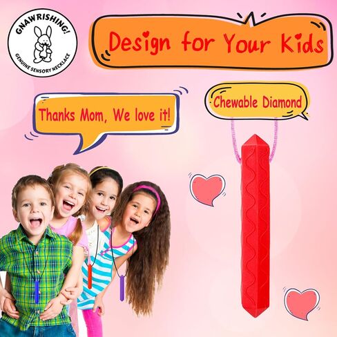 Sensory Chew Necklace by GNAWRISHING, 8 Pack Diamond Chew Necklaces for Sensory Kids, Made from Food Grade Silicone for for Autistic, ADHD, Oral Motor Boys and Girls Children (Rainbow Color) in Kuwait
