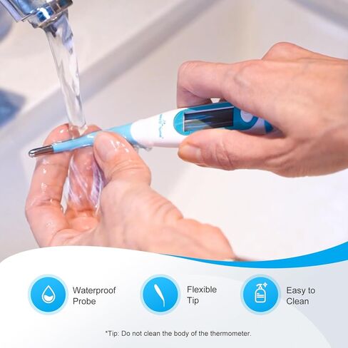 ميزان حرارة أساسي رقمي من Easy@Home مع شاشة LCD بإضاءة خلفية كبيرة، دقة عالية 1/100 درجة واستدعاء للذاكرة، غير مزود بتقنية Bluetooth، EBT-100B-P مطور (أرجواني) in Kuwait