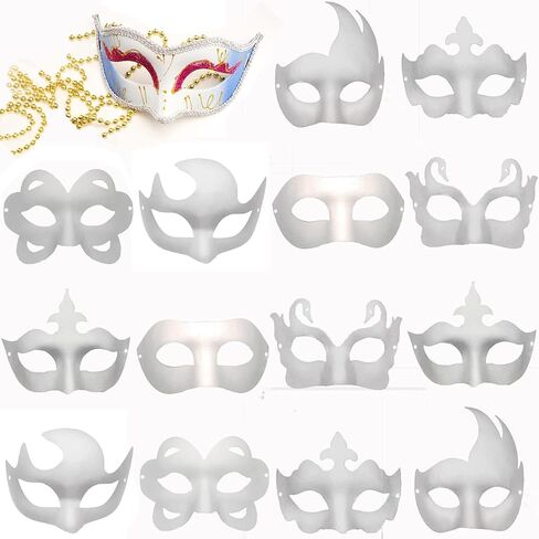 14 PCS Cat Masks DIY White Cat Masquerade Masks, DIY Paper Cat Half Face Mardi Gras Therian Animal Fox Halloween Costume Cosplay Party Mask to Paint Blank Craft Mask in Saudi Arabia