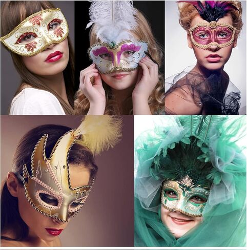 14 PCS Cat Masks DIY White Cat Masquerade Masks, DIY Paper Cat Half Face Mardi Gras Therian Animal Fox Halloween Costume Cosplay Party Mask to Paint Blank Craft Mask in Saudi Arabia