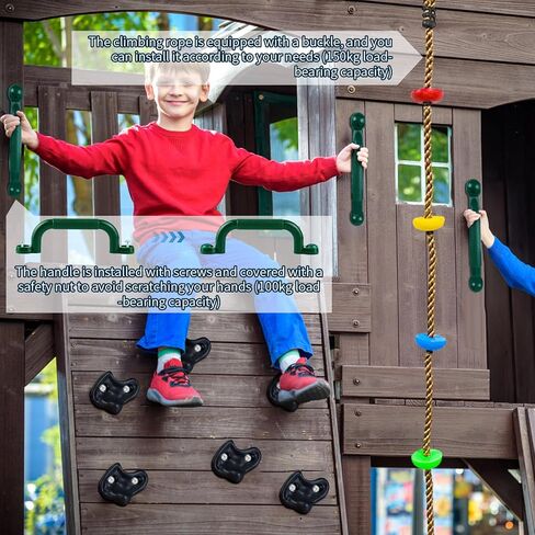 veimia 10PCS Black Rock Climbing Holds Set, Extra Large Rock Climbing Wall for Kids with 2M Climbing Rope and 2 Handles, Climbing Rock Wall Grips for Indoor Outdoor Playground in Kuwait