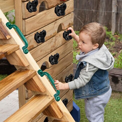 veimia 10PCS Black Rock Climbing Holds Set, Extra Large Rock Climbing Wall for Kids with 2M Climbing Rope and 2 Handles, Climbing Rock Wall Grips for Indoor Outdoor Playground in Kuwait