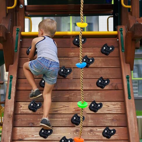 veimia 10PCS Black Rock Climbing Holds Set, Extra Large Rock Climbing Wall for Kids with 2M Climbing Rope and 2 Handles, Climbing Rock Wall Grips for Indoor Outdoor Playground in Kuwait