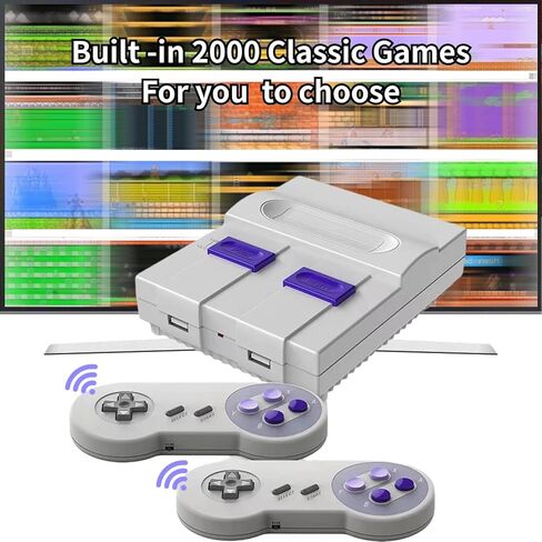 وحدة تحكم ألعاب Super Classic Retro مدمجة 5000 لعبة فيديو ووحدات تحكم لاسلكية مزدوجة 2.4G، قابس إخراج HDMI وتشغيل TF. (رمادي-أبيض) in Kuwait