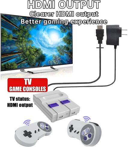 وحدة تحكم ألعاب Super Classic Retro مدمجة 5000 لعبة فيديو ووحدات تحكم لاسلكية مزدوجة 2.4G، قابس إخراج HDMI وتشغيل TF. (رمادي-أبيض) in Kuwait