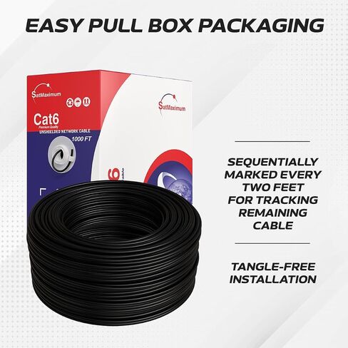 Cables Direct Online CAT6 Cable 1000ft Pull Box Solid Ethernet LAN UTP Cable 23AWG 550Mhz RJ45 Network CCA Copper Clad Aluminum Wire Bulk (Blue) in Saudi Arabia