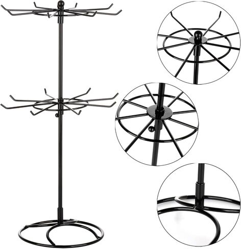 2 Tier Jewelry Display Holder,Retail Spinner Display Stand,Rotating Bracelet Storage Rack,Dressing Table,Black (2) in Kuwait