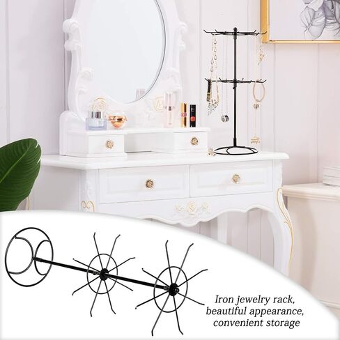 2 Tier Jewelry Display Holder,Retail Spinner Display Stand,Rotating Bracelet Storage Rack,Dressing Table,Black (2) in Kuwait