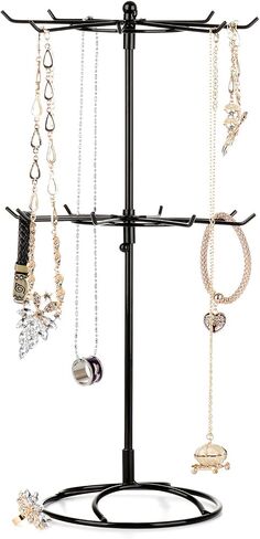 2 Tier Jewelry Display Holder,Retail Spinner Display Stand,Rotating Bracelet Storage Rack,Dressing Table,Black (2) in Kuwait