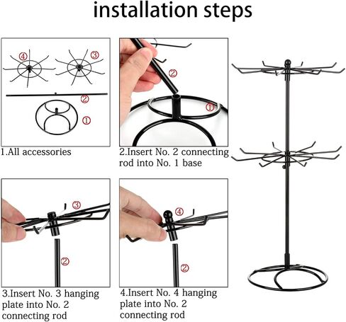 2 Tier Jewelry Display Holder,Retail Spinner Display Stand,Rotating Bracelet Storage Rack,Dressing Table,Black (2) in Kuwait