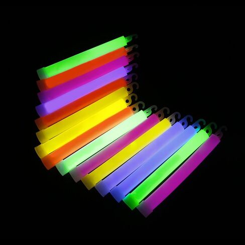 novelinks 25 Pack 6 Inch Glow Sticks Bulk Party Pack for Kids and Adults | Glow In The Dark Party Supplies, Bulk Glow Sticks, Party Favors, Glow Necklaces, Camping Glow Sticks, Large Glow Sticks in Kuwait