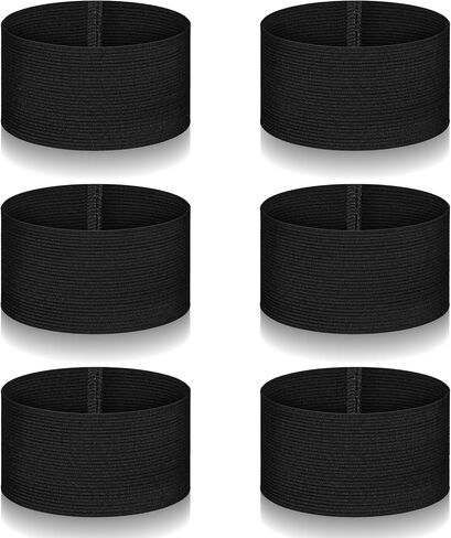 6 PCS Captain Armbands Black Elastic Arm Band, 5.9 x 2 in Adjustable Mourning Bands, Leader Team Sport Armband, Soccer Armbands for Memorial, Funeral, Volleyball, Basketball in Saudi Arabia