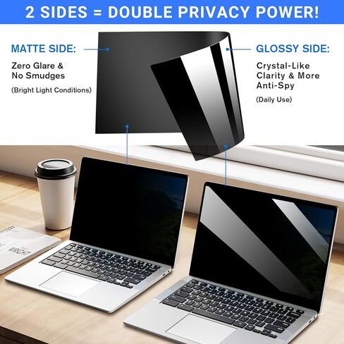 ZOEGAA Privacy Screen, Removable Privacy Screen For Computer Monitor, Anti Glare And Blue Light, Compatible With HP Dell Lenovo Asus Samsung Acer Thinkpad (14 in 16:10) in Kuwait