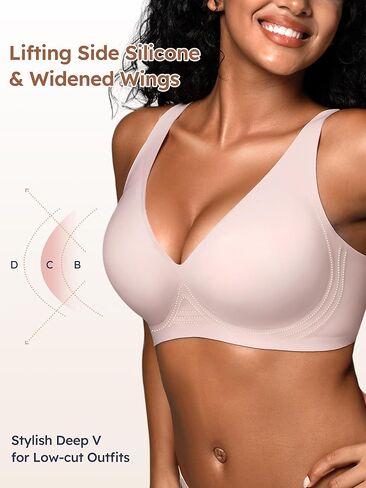 حمالات دبقية V Deep Wireless for Women No underwire ، S-2XL ، BRALETTE COMPLY SECELLING in Kuwait