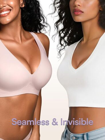 حمالات دبقية V Deep Wireless for Women No underwire ، S-2XL ، BRALETTE COMPLY SECELLING in Kuwait
