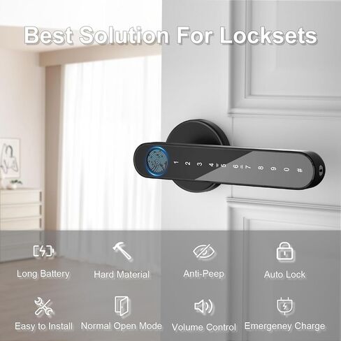 Door Knob,Fingerprint Door Lock for Bedrooms,Smart Door Knob,Keyless Entry Door Lock with APP in Saudi Arabia