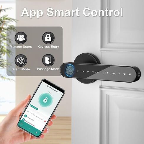 Door Knob,Fingerprint Door Lock for Bedrooms,Smart Door Knob,Keyless Entry Door Lock with APP in Saudi Arabia