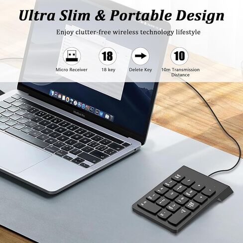 لوحات أرقام USB، لوحة مفاتيح رقمية، لوحة أرقام، لوحة أرقام لوحة مفاتيح مكونة من 10 مفاتيح للكمبيوتر المحمول والكمبيوتر المكتبي، مناسبة للمحاسبة المالية، وحساب السفر المكتبي والمنزل in Kuwait