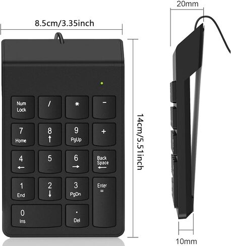 لوحات أرقام USB، لوحة مفاتيح رقمية، لوحة أرقام، لوحة أرقام لوحة مفاتيح مكونة من 10 مفاتيح للكمبيوتر المحمول والكمبيوتر المكتبي، مناسبة للمحاسبة المالية، وحساب السفر المكتبي والمنزل in Kuwait