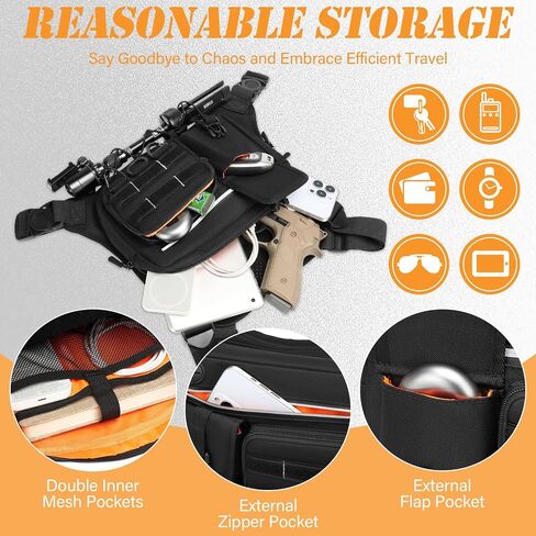 HAMBOLY Chest Bag for Men and Women, Tactical Running Chest Pack with Pistol Holster, Slim Anti-Bounce Design, Universal Fit for Travel, Motorcycle Riding, Workouts in Saudi Arabia