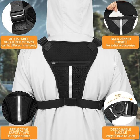 HAMBOLY Chest Bag for Men and Women, Tactical Running Chest Pack with Pistol Holster, Slim Anti-Bounce Design, Universal Fit for Travel, Motorcycle Riding, Workouts in Saudi Arabia