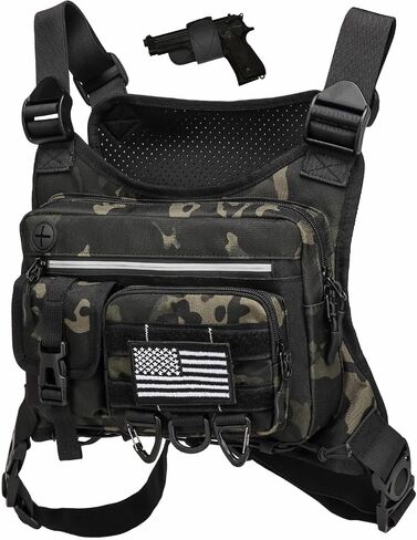 HAMBOLY Chest Bag for Men and Women, Tactical Running Chest Pack with Pistol Holster, Slim Anti-Bounce Design, Universal Fit for Travel, Motorcycle Riding, Workouts in Saudi Arabia