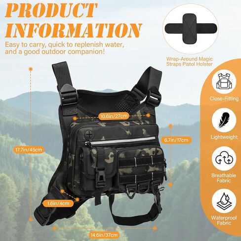 HAMBOLY Chest Bag for Men and Women, Tactical Running Chest Pack with Pistol Holster, Slim Anti-Bounce Design, Universal Fit for Travel, Motorcycle Riding, Workouts in Saudi Arabia
