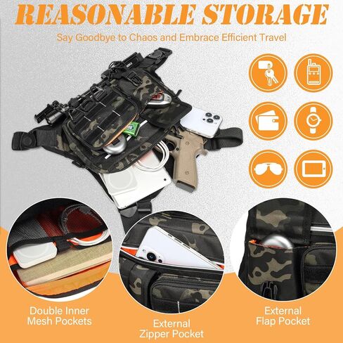 HAMBOLY Chest Bag for Men and Women, Tactical Running Chest Pack with Pistol Holster, Slim Anti-Bounce Design, Universal Fit for Travel, Motorcycle Riding, Workouts in Saudi Arabia