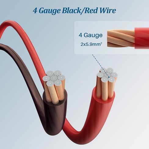 4 Gauge Wire (20FT Red and 5FT Black), Copper Clad Aluminum,Low Voltage Primary Automotive or Ground Cable, Battery Cable, Car Amplifier Power & Ground Wire Kit, Car Audio Speaker, Amp in Saudi Arabia