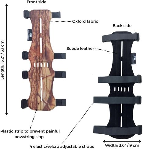 Hunt & Seek Fabric Archery Arm Guard 4 Hook-and-Loop Adjustable Straps Hunting Arm Guard Forearm Wrist Protector Archery Bracer Adult Unisex in Kuwait
