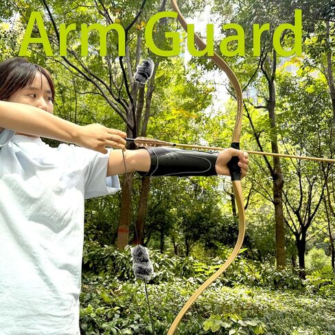 Archery Arm Guard with Adjustable Strap Traditional Armguard Forearm Protector Medieval Arm Bracer PU Leather Protective Archery Gear for Recurve Bow Longbow Men/Women in Kuwait