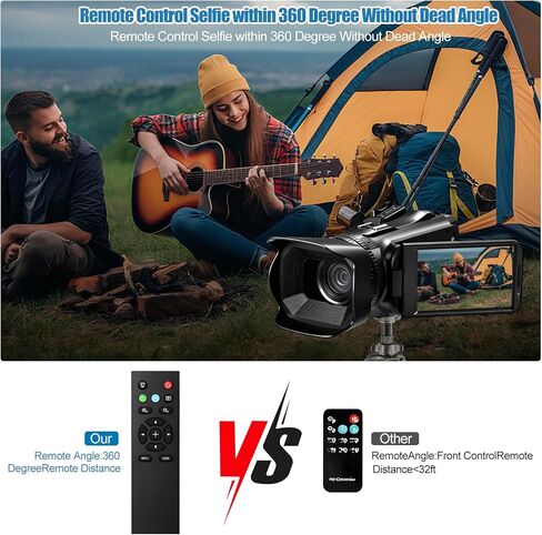 6K UHD Camcorder Video Camera with WIFI, 64MP IR Night Vision Vlogging Camera for YouTube 18X Digital Zoom 4.0" Touch Screen Digital Camera with Mic,Battery,Stabilizer, Remote Control and 64GB SD Card in Saudi Arabia