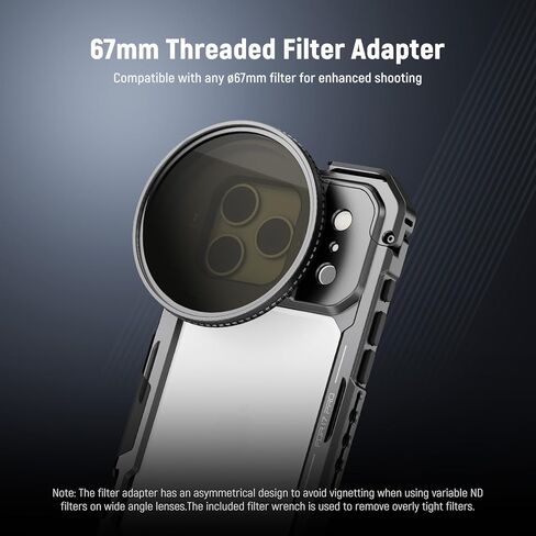 NEEWER 17 Pro Cage, Quick Release Video Rig Phone Stabilizer Compatible with iPhone 17 Pro with 67mm Filter Ring, 17mm Lens Backplate, T Mount Adapter Compatible with Moment, Black, PA143 in Saudi Arabia
