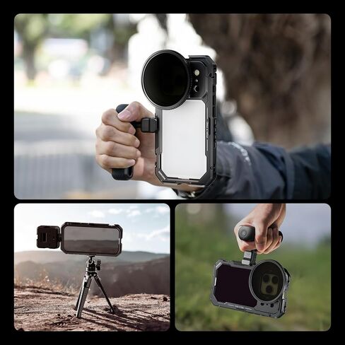 NEEWER 17 Pro Cage, Quick Release Video Rig Phone Stabilizer Compatible with iPhone 17 Pro with 67mm Filter Ring, 17mm Lens Backplate, T Mount Adapter Compatible with Moment, Black, PA143 in Saudi Arabia