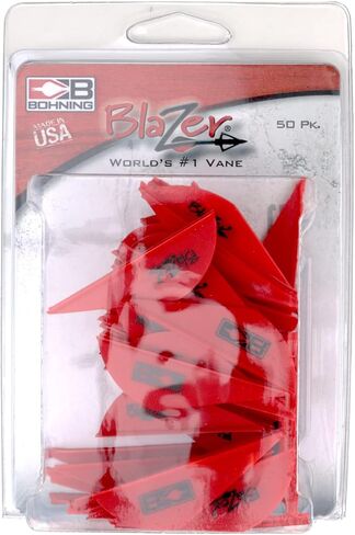 Bohning Blazer® Vane، 2 بوصة للصيد، ثلاثي الأبعاد، ريشة، أحمر، 50 قطعة in Kuwait