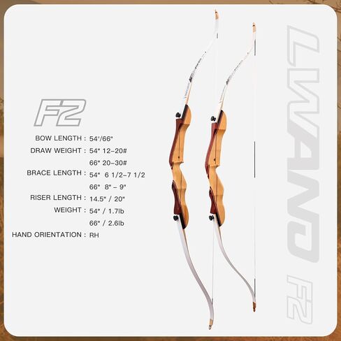 مجموعة قوس منحني وسهم من LWANO مقاس 66 بوصة للشباب والمبتدئين، مجموعة للمبتدئين في الرماية للبالغين، حزمة قوس منحني خشبي مقاس 20/22/24/26/28/30 بوصة للتدريب والممارسة والمنافسة - RH فقط in Kuwait