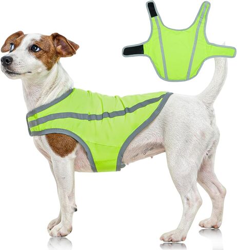 FUAMEY الكلب سترة عاكسة للكلاب الصغيرة، سترة صيد الكلاب عالية الوضوح سترة سلامة الكلاب للمشي ليلا خدمة مقاومة للماء الحيوانات الأليفة والعتاد قابل للتعديل الأنشطة في الهواء الطلق النيون الأخضر S in Kuwait