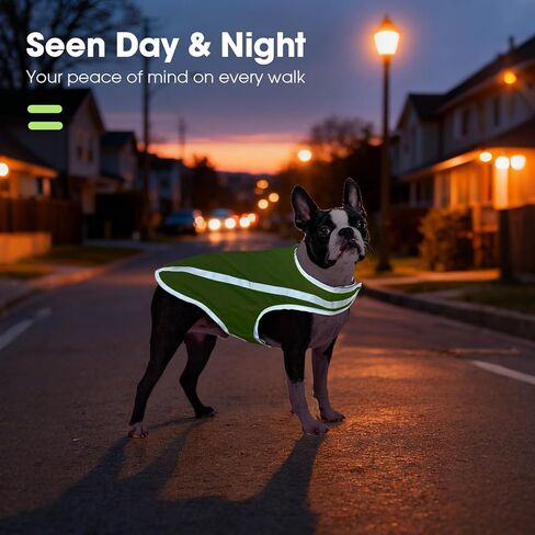 FUAMEY الكلب سترة عاكسة للكلاب الصغيرة، سترة صيد الكلاب عالية الوضوح سترة سلامة الكلاب للمشي ليلا خدمة مقاومة للماء الحيوانات الأليفة والعتاد قابل للتعديل الأنشطة في الهواء الطلق النيون الأخضر S in Kuwait