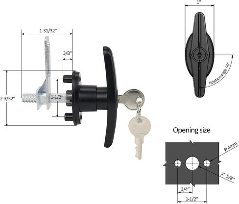 QZATTCAEN Pickup Truck Cap Topper Camper Shell Locking T-Handle -with 2 Keys for Most Brands of Truck caps, Toppers, Camper Tops Black Powder Coated Finish in Kuwait