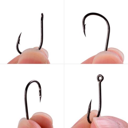 300PCS Carbon Steel Fishing Hooks with Holes,10 Specifications of Fishing Hooks, Portable Boxed Hooks,Strong Sharp Fish Hook for Freshwater Seawater in Saudi Arabia
