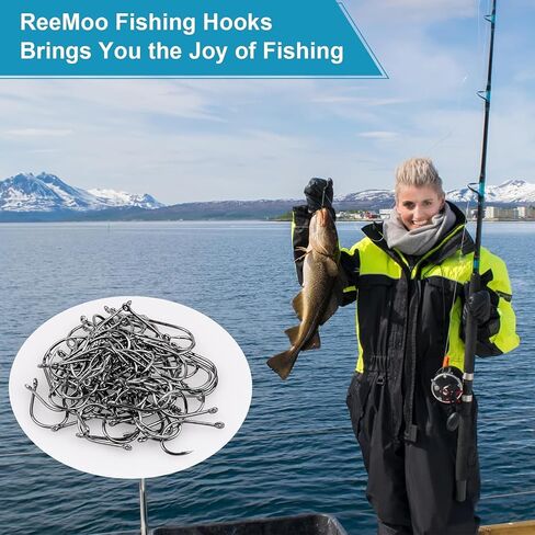 300PCS Carbon Steel Fishing Hooks with Holes,10 Specifications of Fishing Hooks, Portable Boxed Hooks,Strong Sharp Fish Hook for Freshwater Seawater in Saudi Arabia
