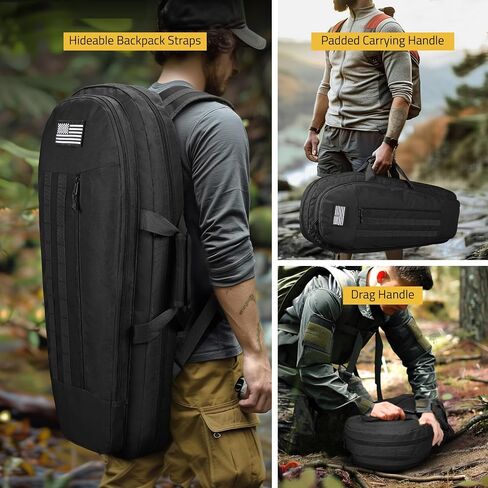 CVLIFE 30'' Soft Rifle Case, Tactical Rifle Bag Sling Backpack Bag with Padded Shoulder Strap and Lockable Zippers, Molle System for Hunting and Shooting in Saudi Arabia