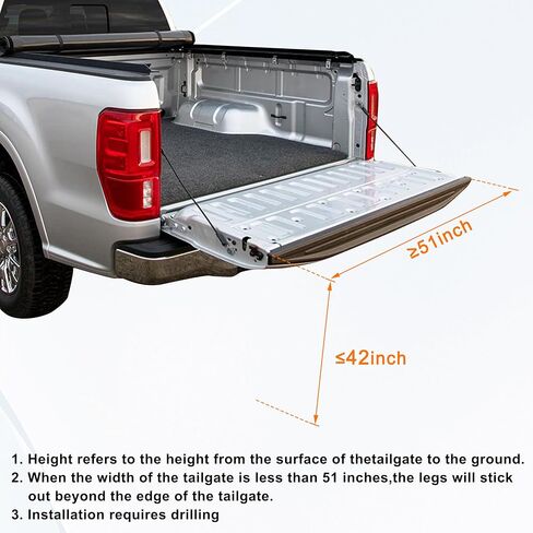 LDETXY Foldable Pickup Truck Tailgate Ladder, Heavy Duty 42" Folding Tailgate Step Ladder with Lock Device Tailgate Ladder for Pickup Truck Universal Accessories Easy Install in Saudi Arabia
