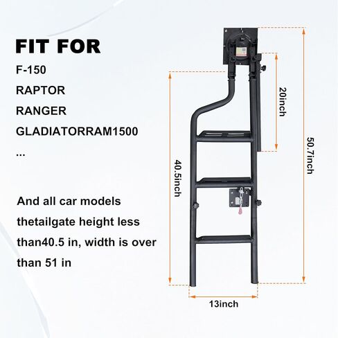 LDETXY Foldable Pickup Truck Tailgate Ladder, Heavy Duty 42" Folding Tailgate Step Ladder with Lock Device Tailgate Ladder for Pickup Truck Universal Accessories Easy Install in Saudi Arabia