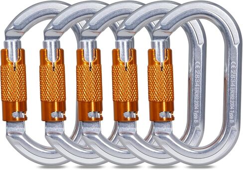 22KN Auto Locking Climbing Carabiner Clips, Heavy Duty Climbing Carabiners Twist Lock, for Rock Climbing, Camping, Rappelling, Hunting, Rescue Equipment in Kuwait