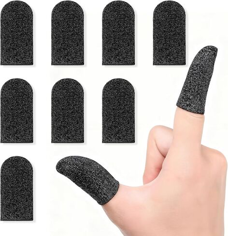 8 عبوات من أكمام أصابع الألعاب - أغطية إبهام رفيعة للغاية من الألياف الفضية بسمك 0.3 مم لألعاب الهاتف المحمول - ملمس ناعم، مضادة للعرق، حساسية عالية وملاءمة مريحة لجميع الهواتف الذكية والأجهزة اللوحية in Kuwait